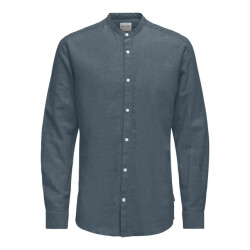 Only & Sons Onscaiden life ls solid linen mao n petrol