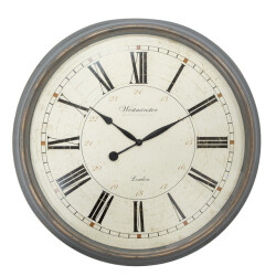 Clayre & Eef Wandklok Ø 76x6 cm beige kunststof glas westminster clock