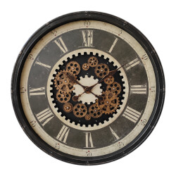 Clayre & Eef Wandklok Ø 76 cm beige kunststof rond muurklok