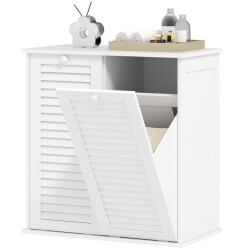 4goodz Homcom waskast met 2 kiepbakken voor wasgoed, 2 lamellendeuren, 70 x 38 x 73 cm,