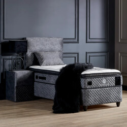 Beddenscout24 Boxspring bed met opbergruimte 90x200 cm - babylon inclusief 28 cm