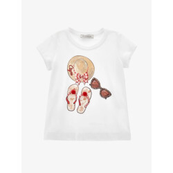 Monnalisa Meisjes t-shirt bianco rosso