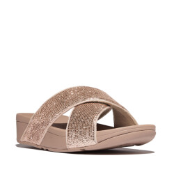 FitFlop Lulu crinkled-shimmer cross slides