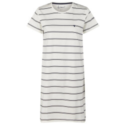 By Louise Dames nachthemd korte mouw off-white gestreept