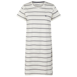 By Louise Dames nachthemd korte mouw off-white gestreept