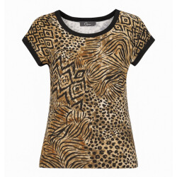 Geisha T-shirt with rib jersey aop dessin