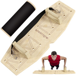 4goodz Push up bars set, push-up grepen met trainingsbord & weerstandsbanden, hout