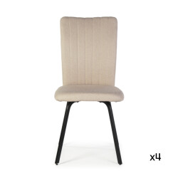 CaliCosy Set van 4 stoelen in stof met zwarte metalen poten l47,5 cm pretty
