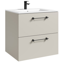 Badplaats Badkamermeubel muro 60 cm beige badmeubel met wastafel