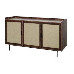 CaliCosy Dressoir met 3 deuren in notenhoutdecor en fronten van stof l140 cm jetson