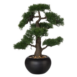 Kopu ® kunstplant bonsai ceder 48 cm met zwarte pot bonsai boompje