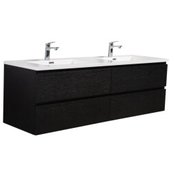 Badplaats Badkamermeubel set angela 160 cm zwart badmeubel met