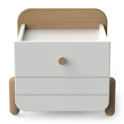 CaliCosy Chevet 1 tiroir blanc et décor chêne l39,4 cm edaj
