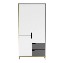 CaliCosy Kast 3 deuren 2 laden l88,9 cm wit en grijs genius