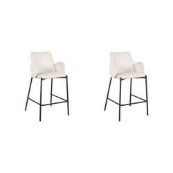 Label51 Barkruk joni crème fluweel zithoogte 65 cm set van 2