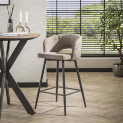 Hoyz barstoel boucle salon tissee cargo zandkleur set van 2