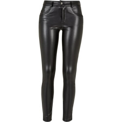 Urban Classics Dames synthetisch leren broek mid rise
