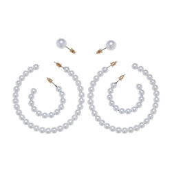 Urban Classics Parel hoepel oorbellen (set van 3)