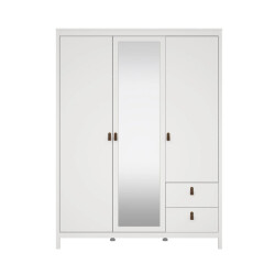 CaliCosy Kleerkast met 3 deuren (waarvan 1 spiegeldeur) en 2 lades wit b150 cm barcelone