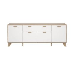 CaliCosy Dressoir met 4 deuren, 1 lade eikendecor en wit b195,7 cm storm