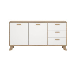 CaliCosy Dressoir met 2 deuren, 3 lades eikendecor en wit b147,2 cm storm