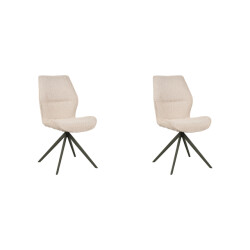 Label51 Eetkamerstoel comfy naturel boucle zwart onderstel set van 2