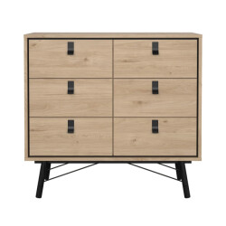 CaliCosy Dubbele ladekast met 6 lades en metalen onderstel b101,8 cm joyce
