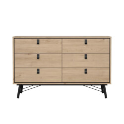 CaliCosy Dubbele ladekast met 6 lades en metalen onderstel b150,3 cm joyce
