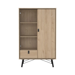CaliCosy Vitrinekast met 2 deuren (waarvan 1 met glas) en 1 lade h161,8 cm joyce