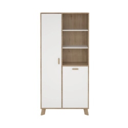 CaliCosy Vitrinekast met 2 deuren, 3 vakken eikendecor en wit h188,2 cm storm