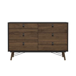 CaliCosy Dubbele ladekast met 6 lades en metalen onderstel b150,3 cm joyce