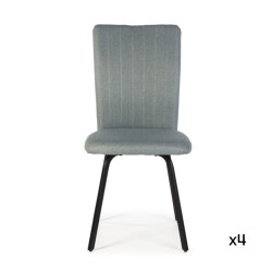 CaliCosy Set van 4 stoelen in stof met zwarte metalen poten l47,5 cm pretty