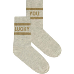 By-Bar Amsterdam Lucky sparkle grey socks gold