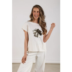 Nukus Nkf04004 126 rimona shirt paillet flower offwhite/gold