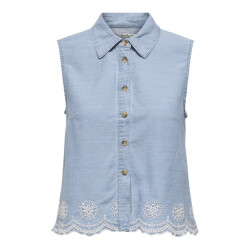 Only Onlmoon sl brod anglaise dnm shirt qyt blue denim