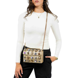 Kurt Geiger Kensington medium gold combo fabric