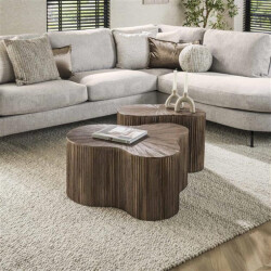Hoyz salontafel shamrock maya teak teak rust brown set van 2