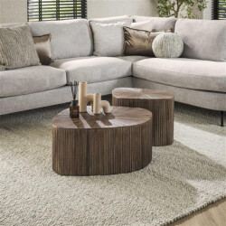 Hoyz salontafel xl driehoek maya teak teak rust brown set van 2