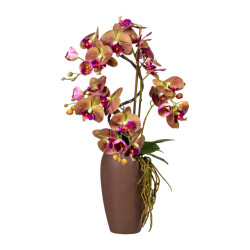 Kopu ® kunstbloem orchidee 70 cm in bruine vaas phalenopsis