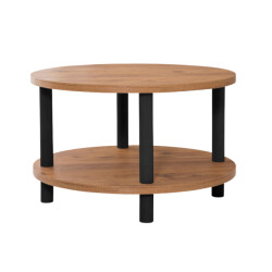 CaliCosy Ronde salontafel met 2 niveaus in atlantisch dennen decor d70 cm roby