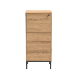 CaliCosy Hoge ladekast met 5 lades en metalen poten h100 cm lenny