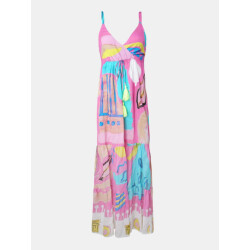 Mucho Gusto ® jurk varese geverfd roze patchwork
