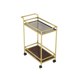 CaliCosy Bijzettafel van goudkleurig metaal en glas h80 cm vortex