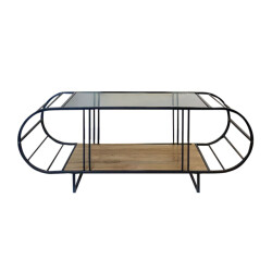 CaliCosy Salontafel met glazen en metalen blad l145 cm windy