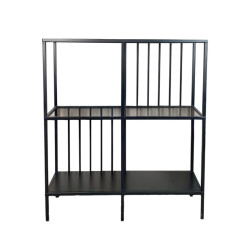 CaliCosy Console met 4 vakken van zwart metaal en rookglas h90 cm sunny