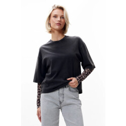 Catwalk Junkie 2503020214 tshirt with leopard mesh sleeves