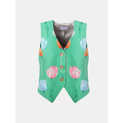 Mucho Gusto ® gilet lesbos groene tulpenprint
