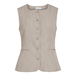 Vila Vivarone sl square neck long vest zand