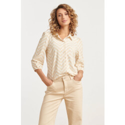 Smashed Lemon 25248 ziggzag print blouse met knopentravelkwaliteit |