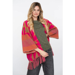 Geisha 54546-20 735 poncho flowers camel/fuchsia
